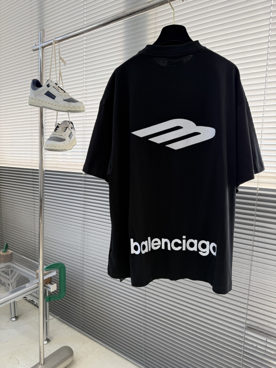 -BALENCIAG 26SS圆领套头字母刺绣廓形短袖T恤210克40支巴黎棉双纱面料280克1*1拉架