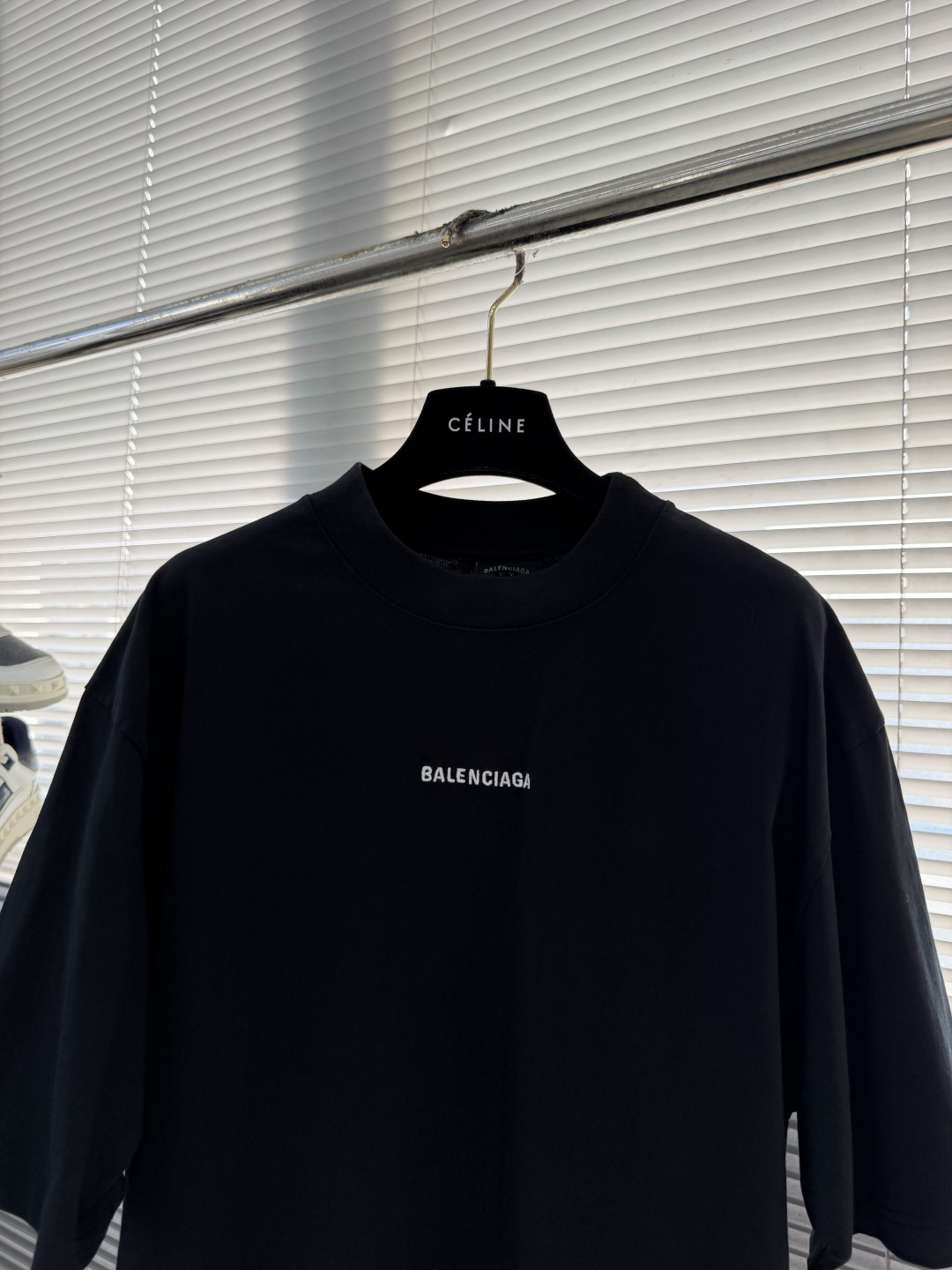 -BALENCIAG 26SS字母刺绣圆领套头中号版型T恤232支巴黎棉双纱100棉300克1*1拉架罗