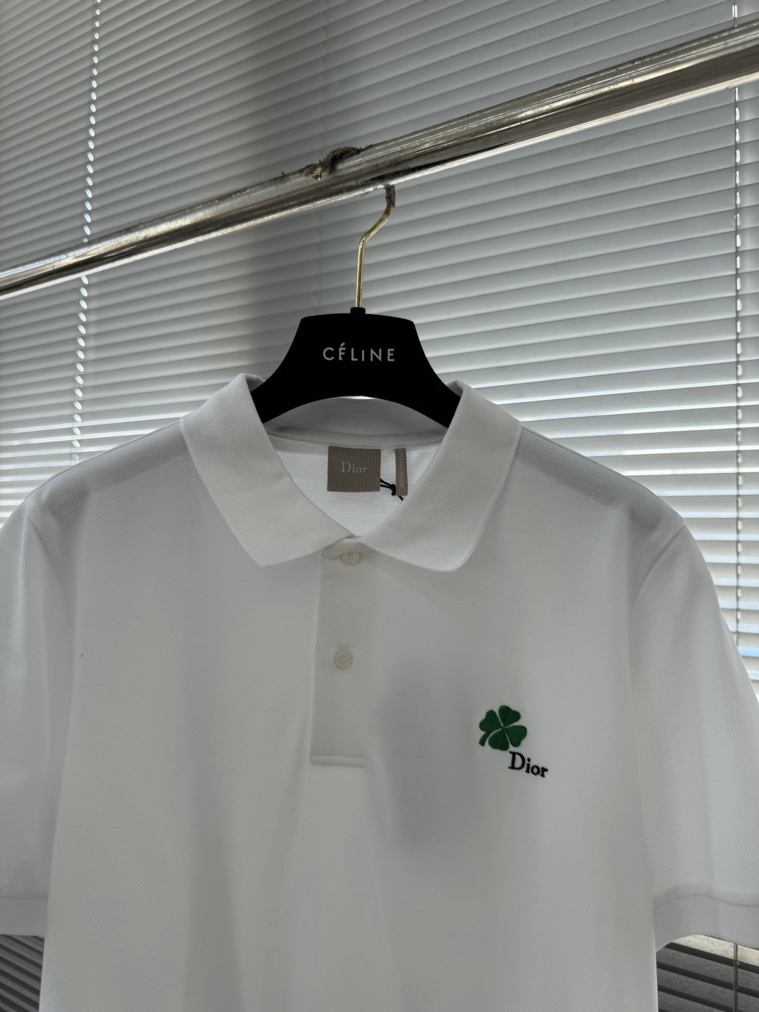 -Dio 26ss新款Polo 衫 黑色棉质珠地布 Dio* Clover 图案刺绣乔纳森·安德森 (J