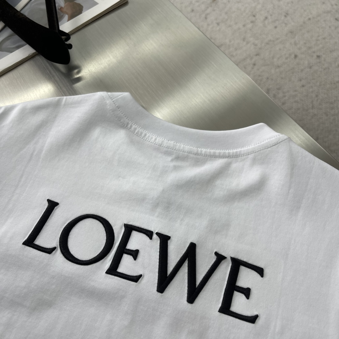 -LOEW 2026ss春夏新款首发最新款短袖圆领T恤 高端订制 设计前卫时尚！品牌logo重工艺设计 