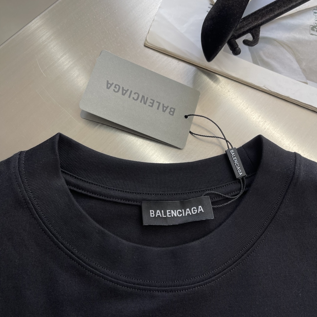 -Balenciag 2026春夏新款首发专柜最新款短袖圆领T恤 高端订制 设计前卫时尚！品牌logo手