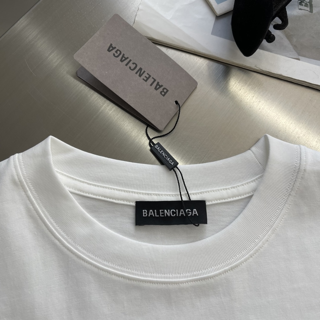 -Balenciag 2026春夏新款首发专柜最新款短袖圆领T恤 高端订制 设计前卫时尚！品牌logo手