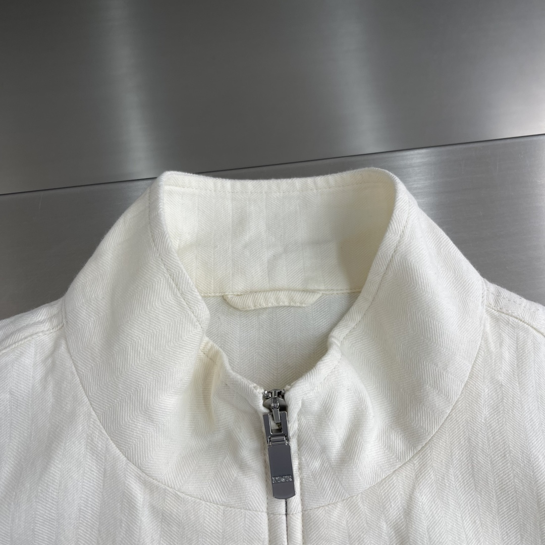 上衣-Dio X Stone Island 联名系列 2026春夏新品天然亚麻立领夹克外套,商务休闲实穿