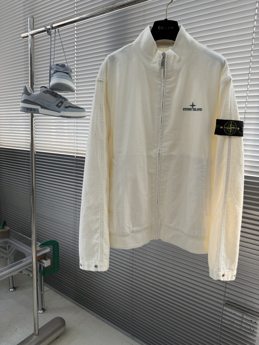上衣-Dio X Stone Island 联名系列 2026春夏新品天然亚麻立领夹克外套,商务休闲实穿