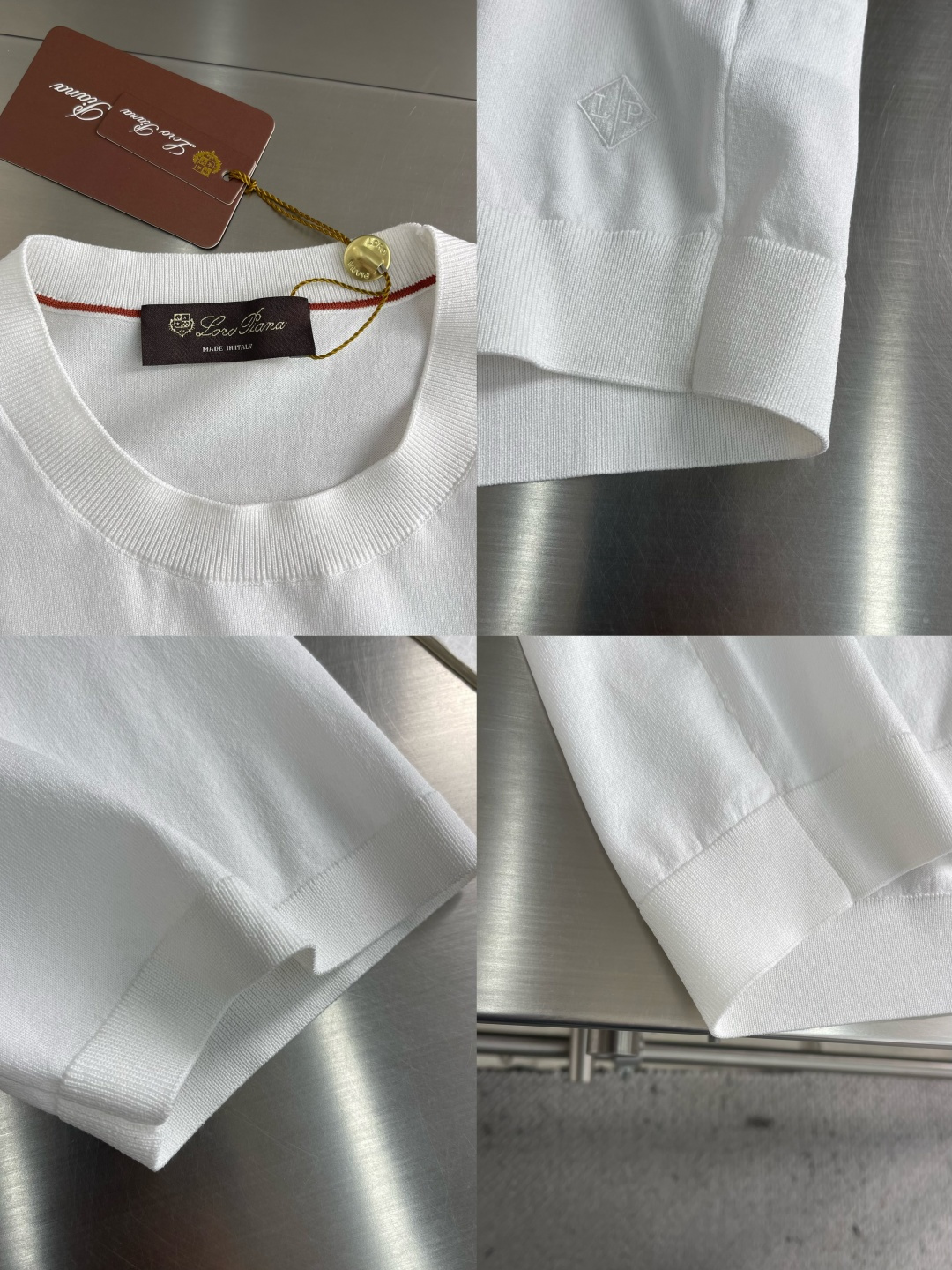 -loro Piana 香港洋行渠道货，纯正血统品质，2026夏季新款男士丝光针织混纺圆领短袖针织短袖T