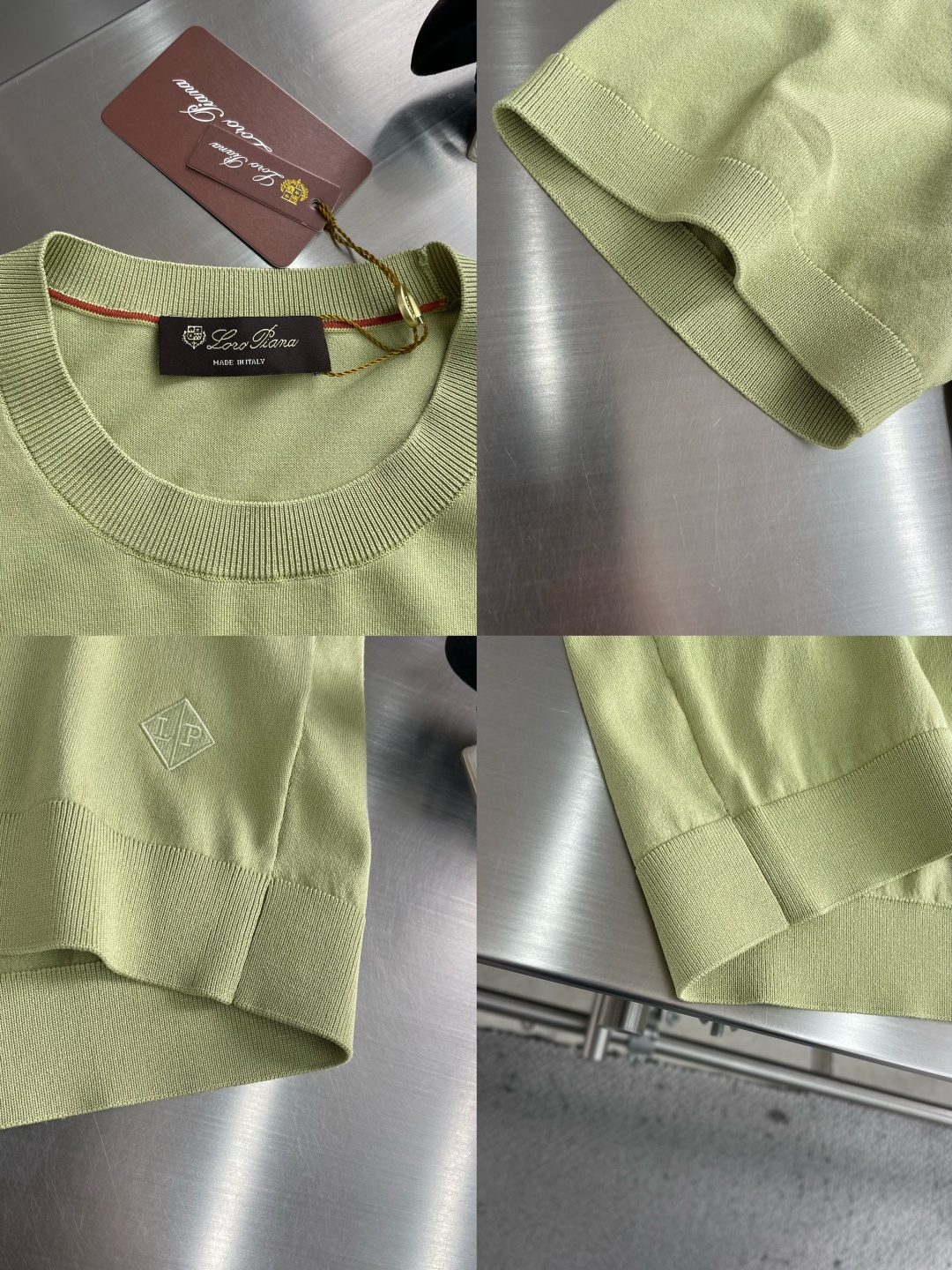 -loro Piana 香港洋行渠道货，纯正血统品质，2026夏季新款男士丝光针织混纺圆领短袖针织短袖T