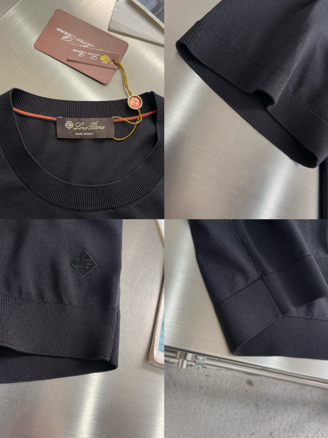 -loro Piana 香港洋行渠道货，纯正血统品质，2026夏季新款男士丝光针织混纺圆领短袖针织短袖T