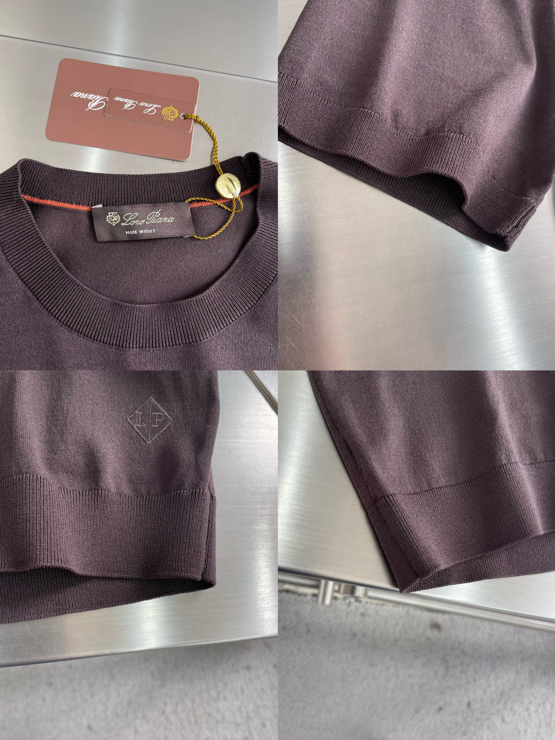-loro Piana 香港洋行渠道货，纯正血统品质，2026夏季新款男士丝光针织混纺圆领短袖针织短袖T