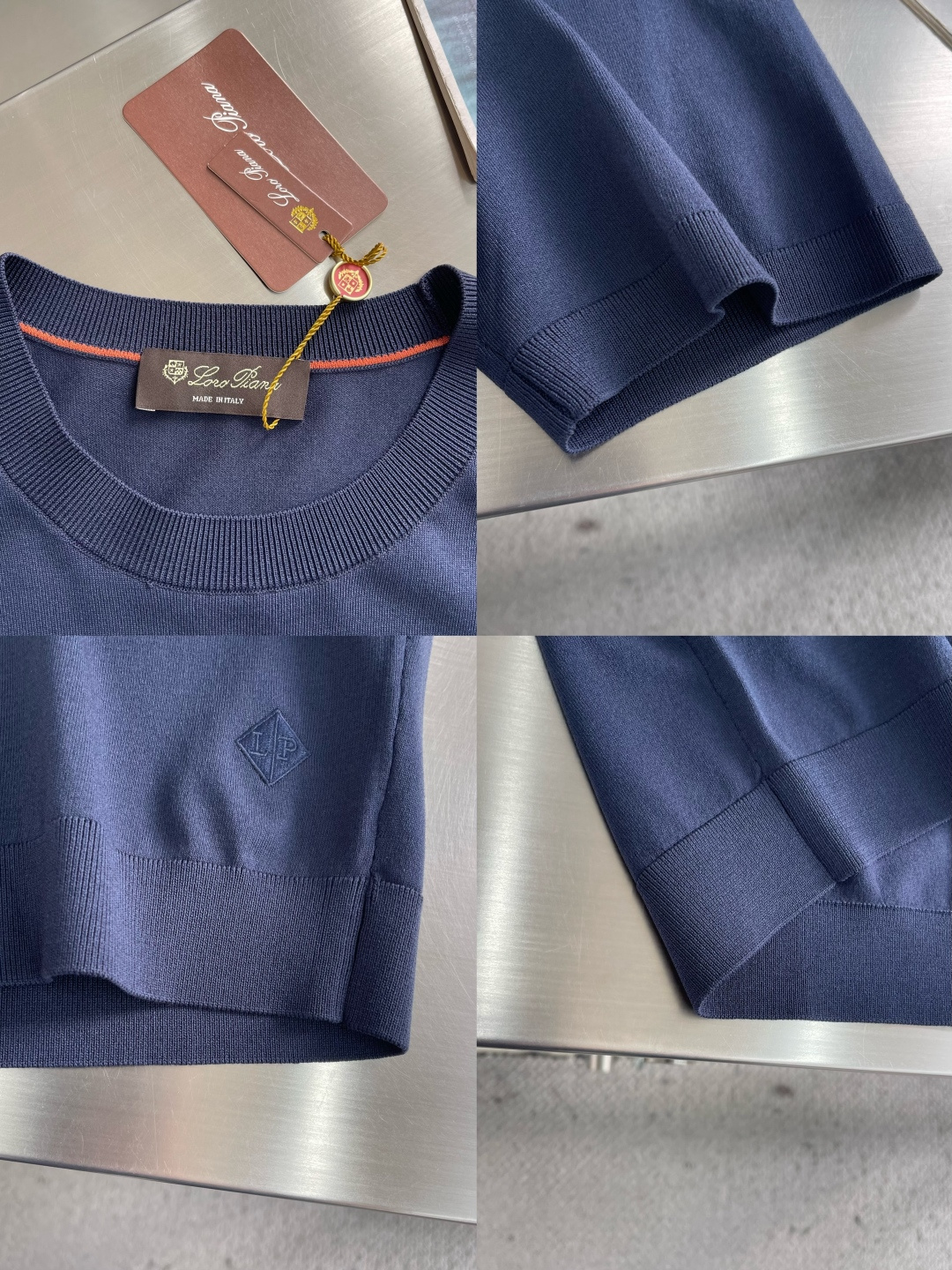 -loro Piana 香港洋行渠道货，纯正血统品质，2026夏季新款男士丝光针织混纺圆领短袖针织短袖T