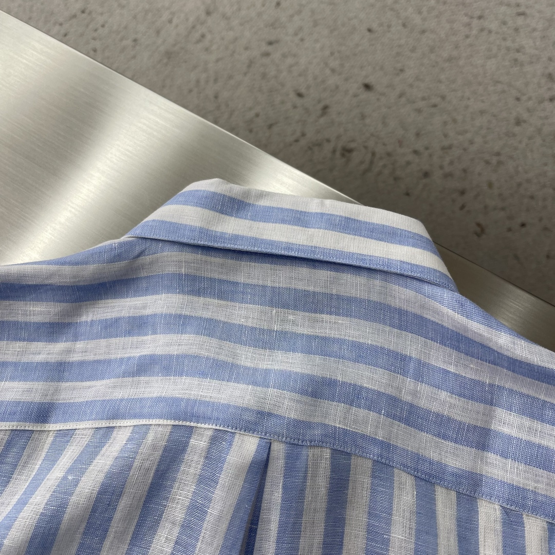 -Raloro Pianah lauren 色织条纹亚麻休闲衬衫 | 春日轻透质感之选100%意大利亚麻
