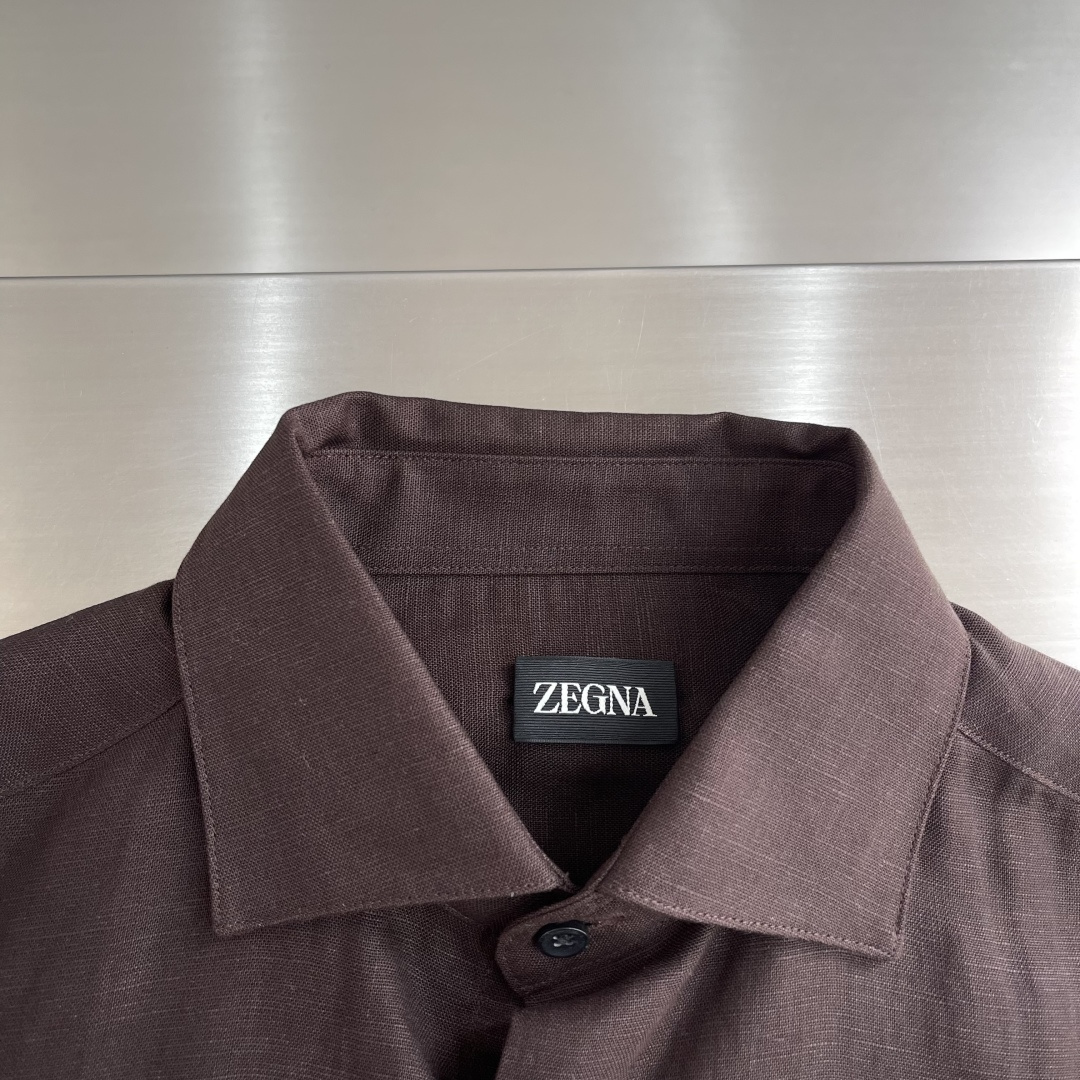 -Z zegn 莱赛尔亚麻混纺休闲衬衫源自意大利的奢华男装典范zegNA，百年匠造传承，以对品质的极致苛