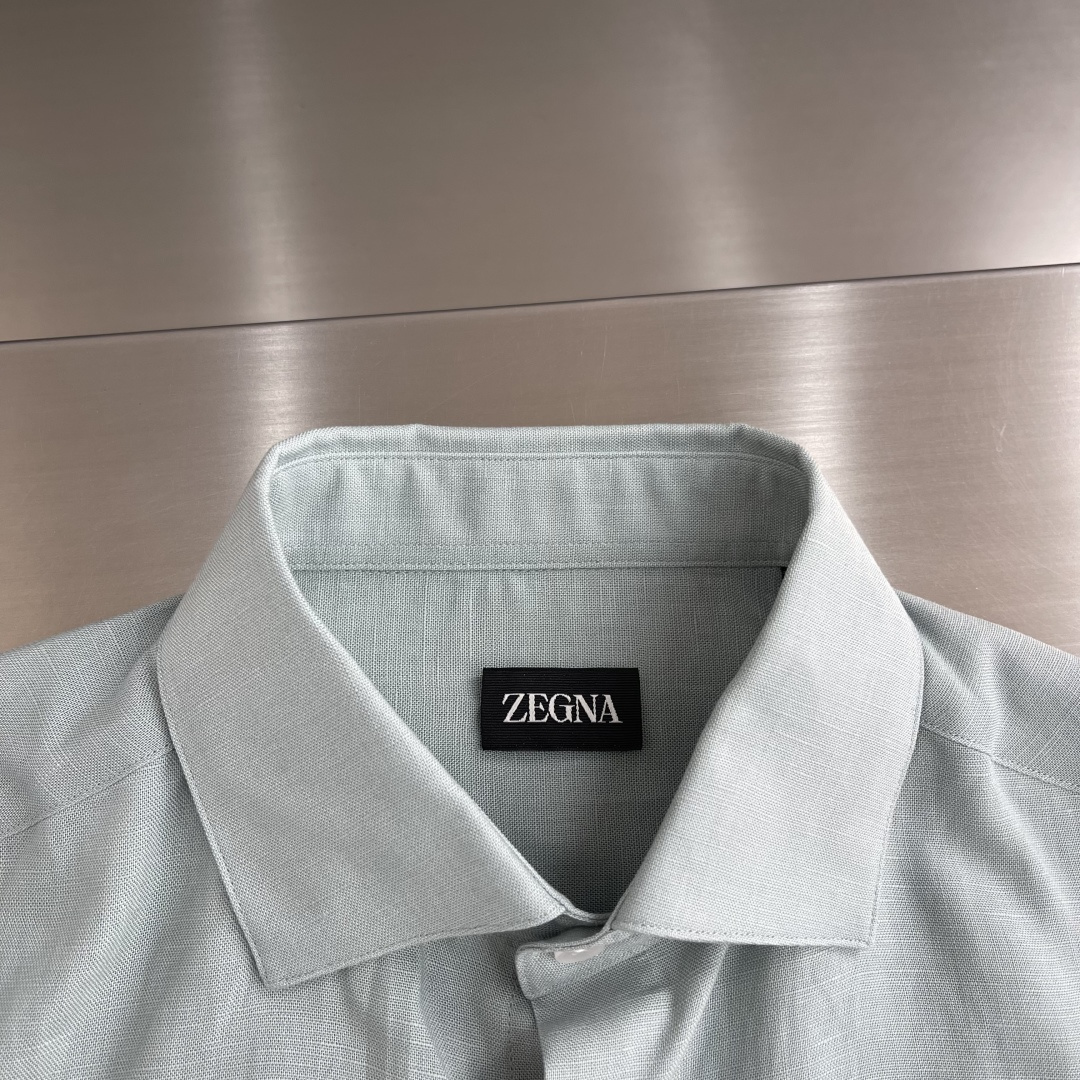 -Z zegn 莱赛尔亚麻混纺休闲衬衫源自意大利的奢华男装典范zegNA，百年匠造传承，以对品质的极致苛