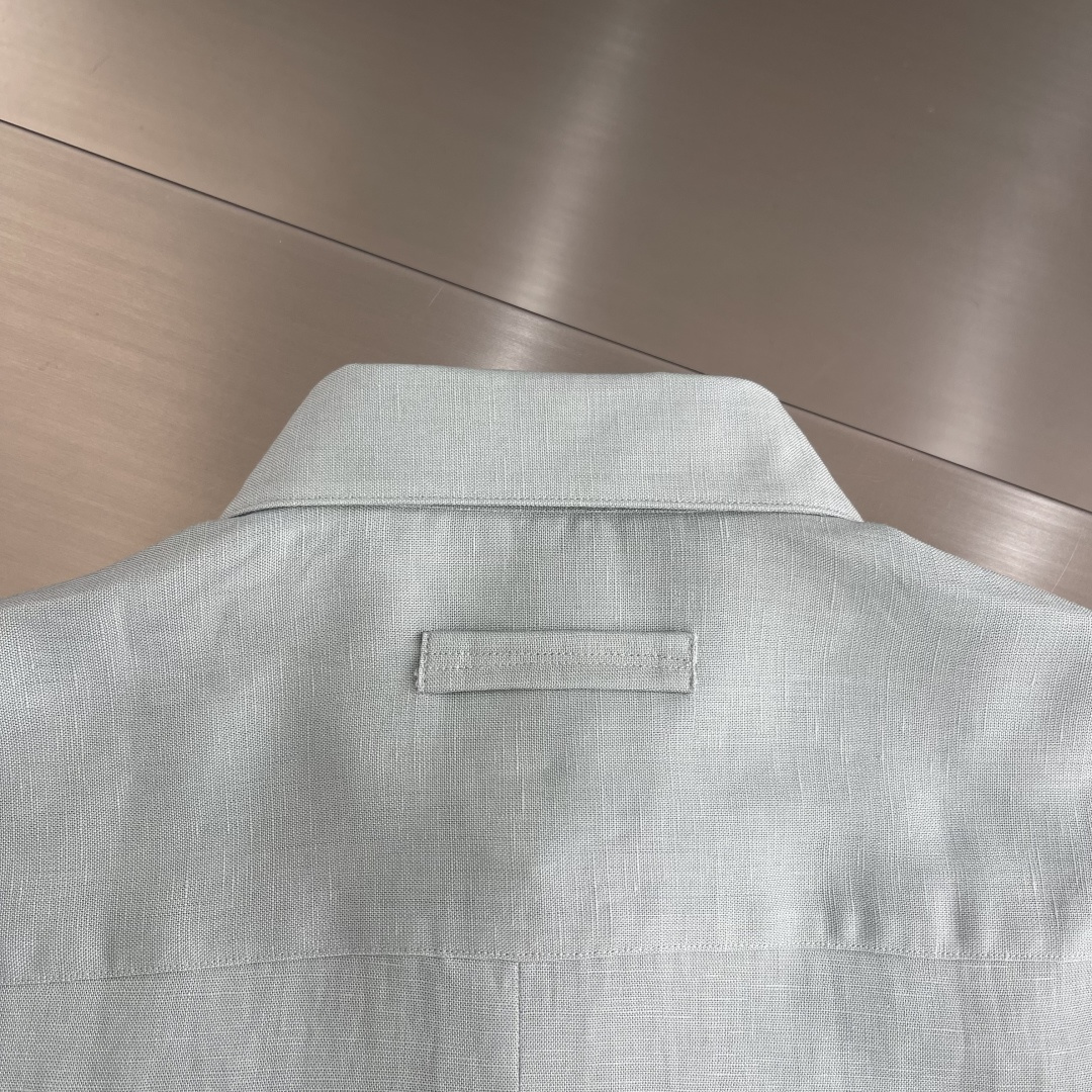 -Z zegn 莱赛尔亚麻混纺休闲衬衫源自意大利的奢华男装典范zegNA，百年匠造传承，以对品质的极致苛