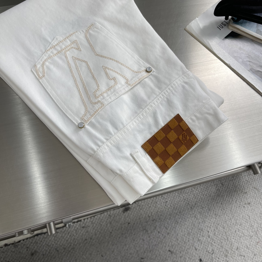 -驴牌 刺绣滑板牛仔裤10*10全棉牛仔丹宁布料TR口袋棉布进口刺绣成衣酵洗1：1订制辅料、配件尺码：3