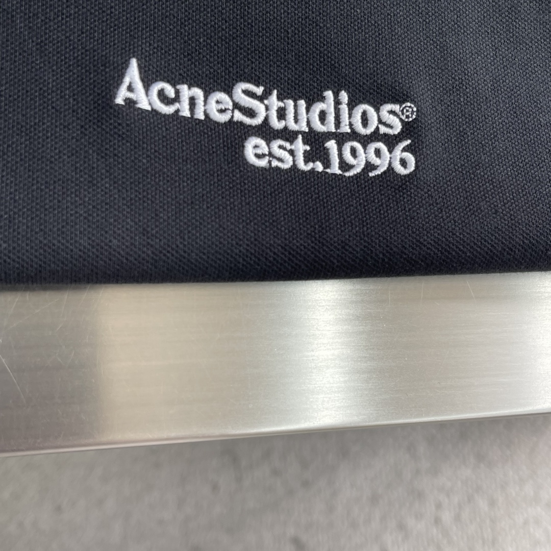 -Acne Studios 26SS翻领徽标刺绣POLO衫精梳珠地面料230克1*1全棉罗纹进口刺绣面料