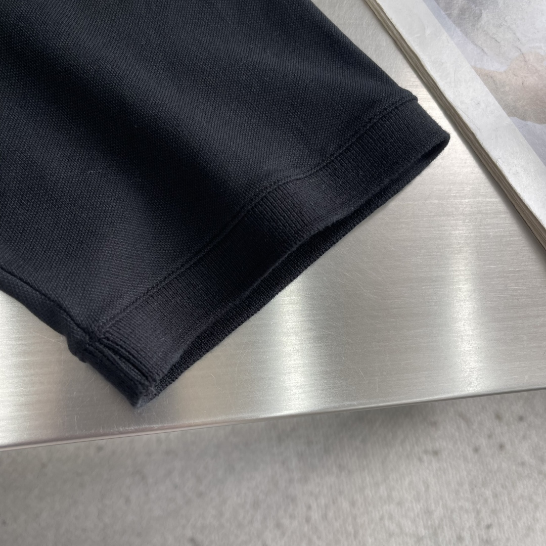 -Acne Studios 26SS翻领徽标刺绣POLO衫精梳珠地面料230克1*1全棉罗纹进口刺绣面料