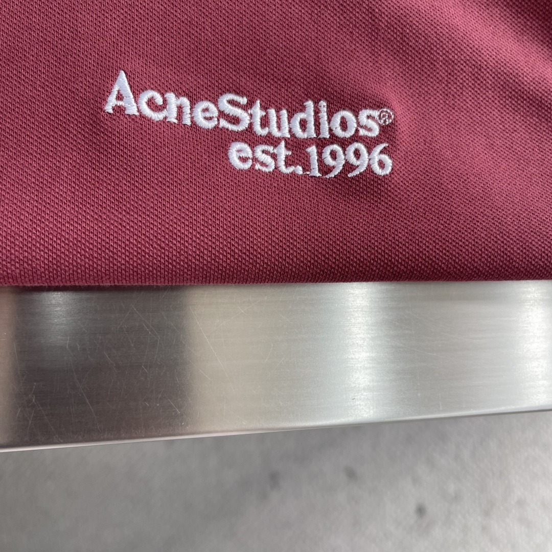 -Acne Studios 26SS翻领徽标刺绣POLO衫精梳珠地面料230克1*1全棉罗纹进口刺绣面料