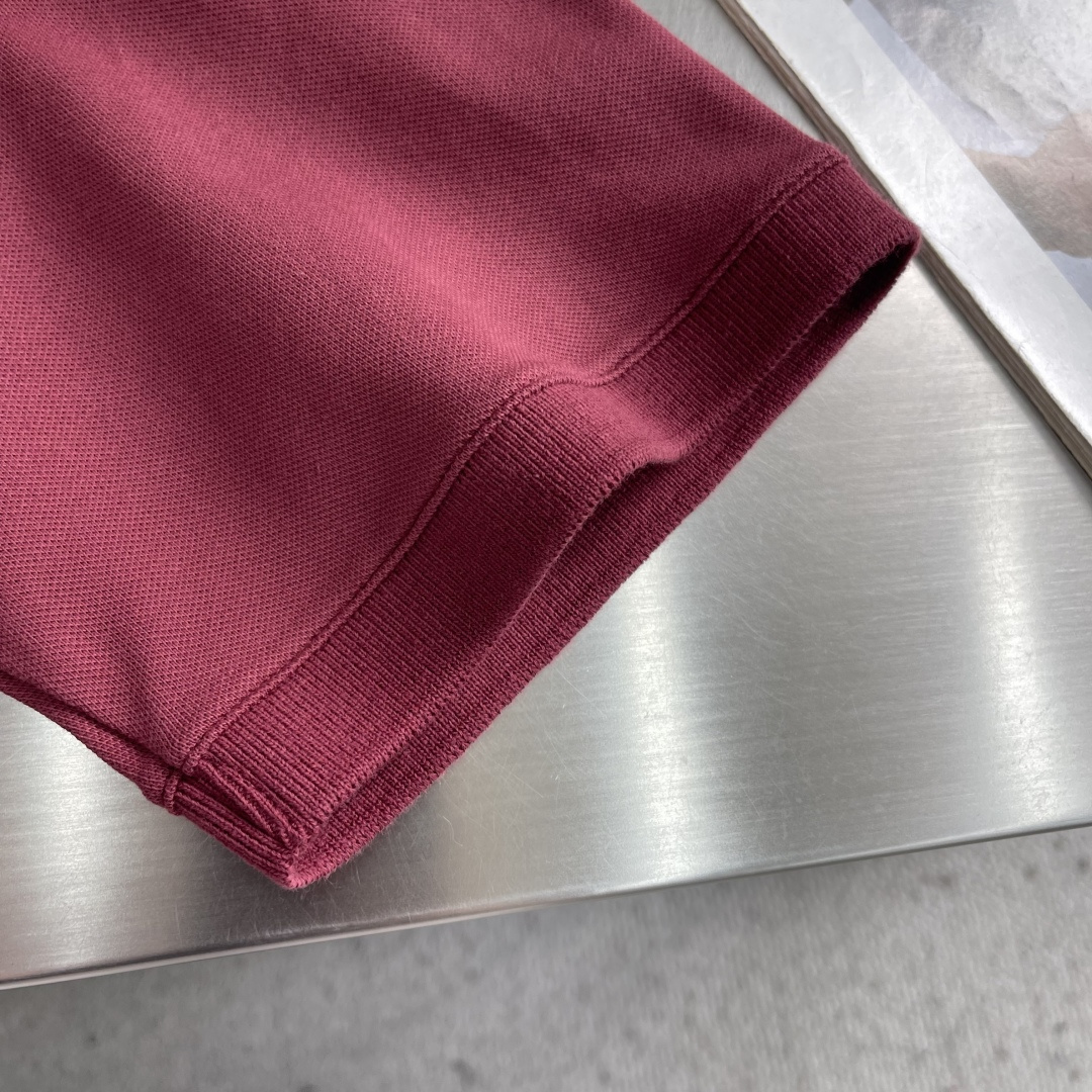 -Acne Studios 26SS翻领徽标刺绣POLO衫精梳珠地面料230克1*1全棉罗纹进口刺绣面料