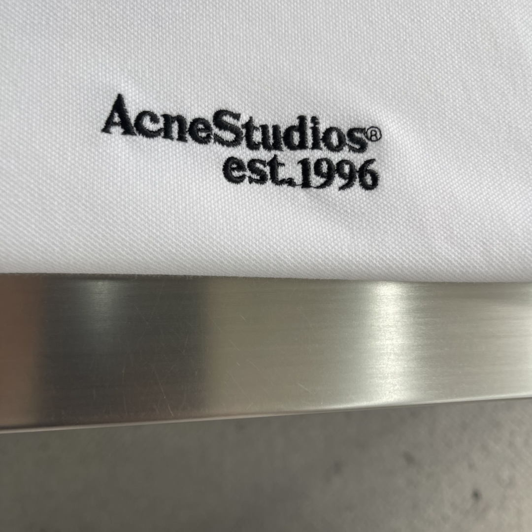 -Acne Studios 26SS翻领徽标刺绣POLO衫精梳珠地面料230克1*1全棉罗纹进口刺绣面料