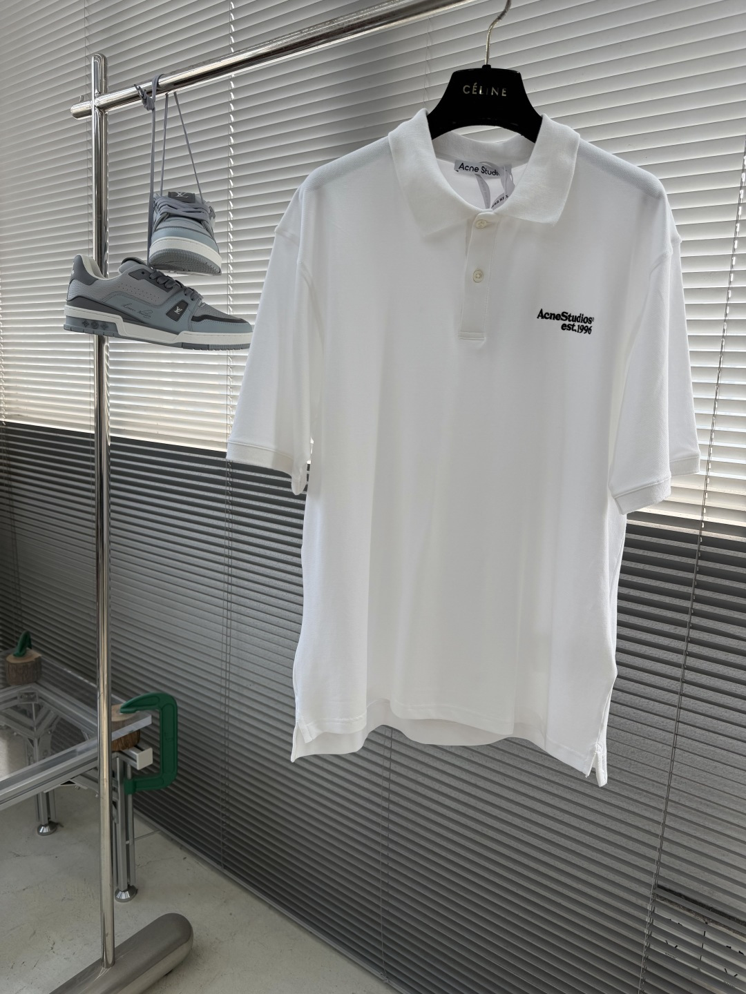 -Acne Studios 26SS翻领徽标刺绣POLO衫精梳珠地面料230克1*1全棉罗纹进口刺绣面料