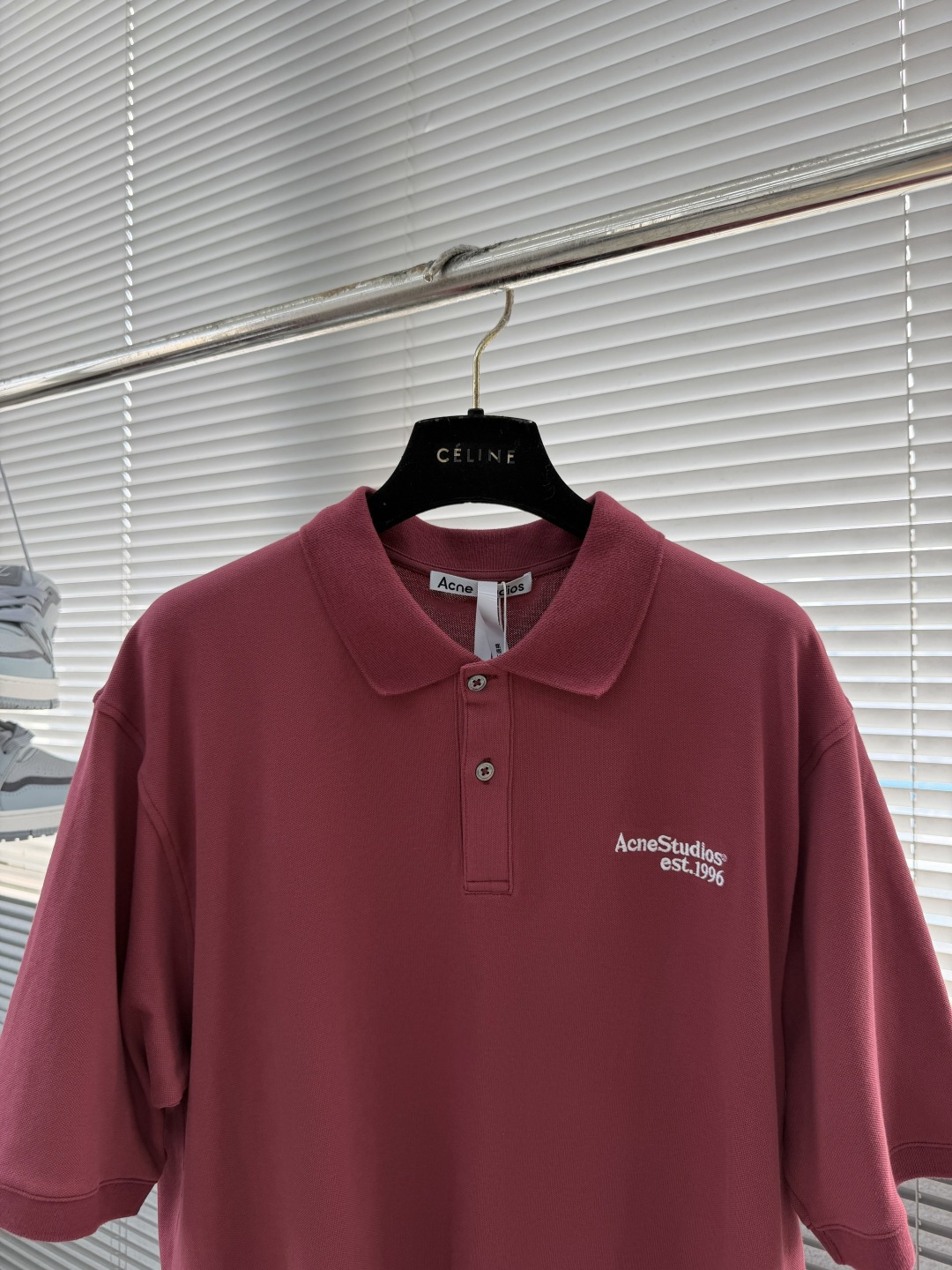 -Acne Studios 26SS翻领徽标刺绣POLO衫精梳珠地面料230克1*1全棉罗纹进口刺绣面料
