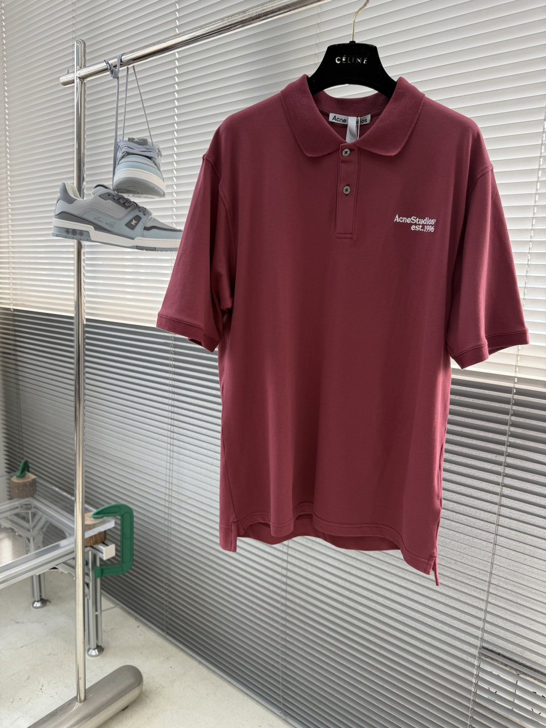 -Acne Studios 26SS翻领徽标刺绣POLO衫精梳珠地面料230克1*1全棉罗纹进口刺绣面料
