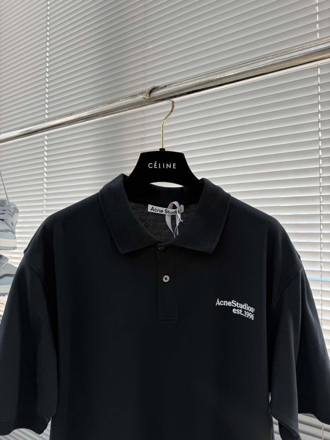-Acne Studios 26SS翻领徽标刺绣POLO衫精梳珠地面料230克1*1全棉罗纹进口刺绣面料