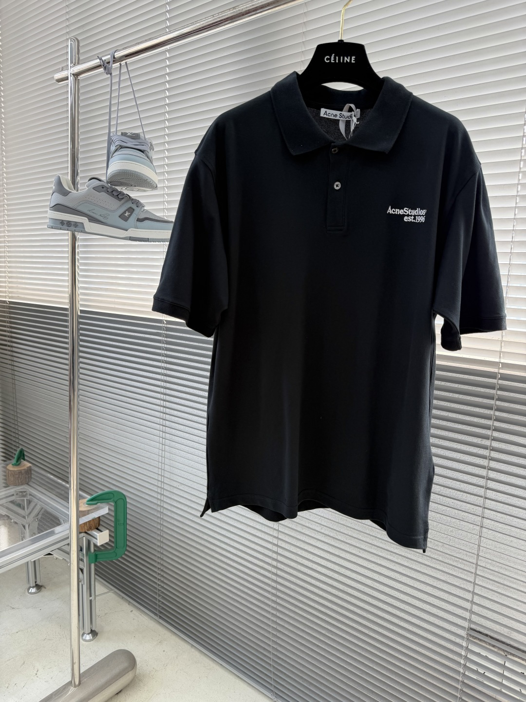 -Acne Studios 26SS翻领徽标刺绣POLO衫精梳珠地面料230克1*1全棉罗纹进口刺绣面料