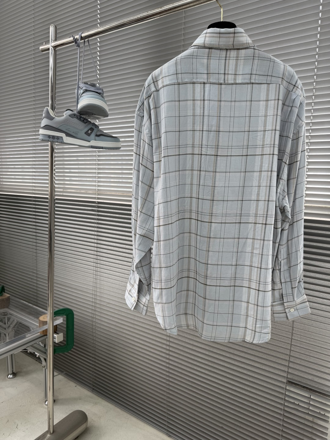 -Acne Studios 26SS刺绣亚麻格纹衬衫定制Acne高支金丝亚麻混纺面料进口刺绣定位裁床1：