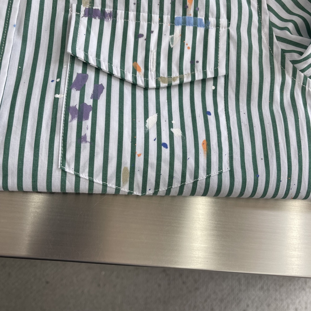 Ralph Lauren 26新款泼墨条纹棉质长袖 衬衫 经典版 男款 山谷绿 4