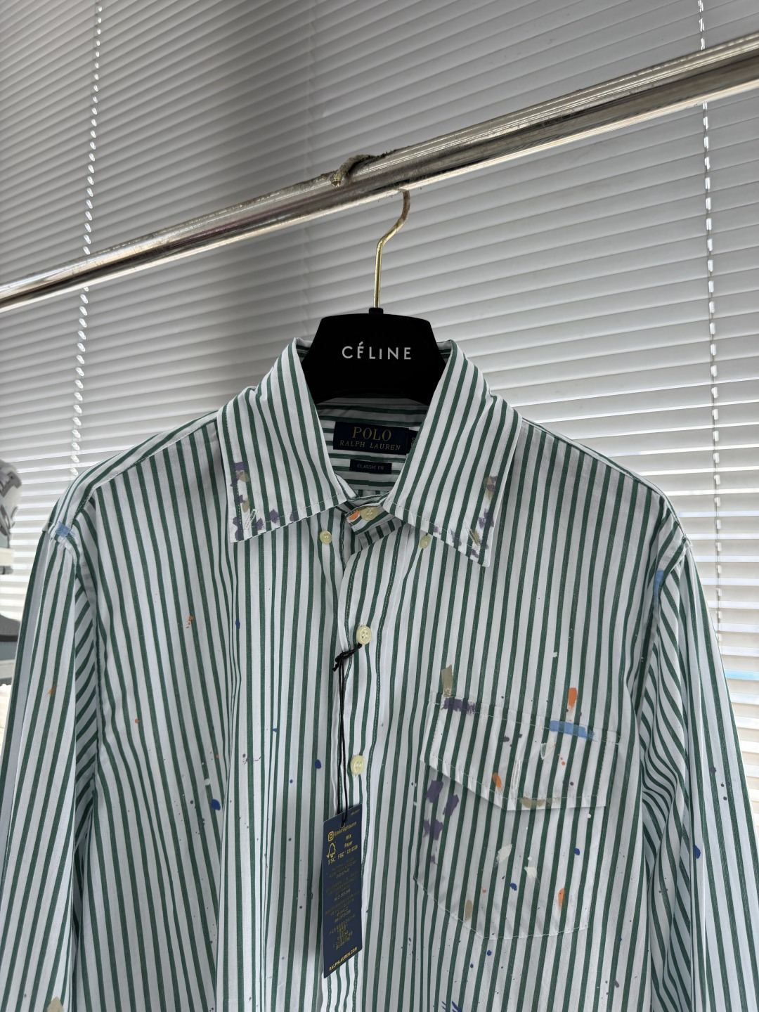 Ralph Lauren 26新款泼墨条纹棉质长袖 衬衫 经典版 男款 山谷绿 2