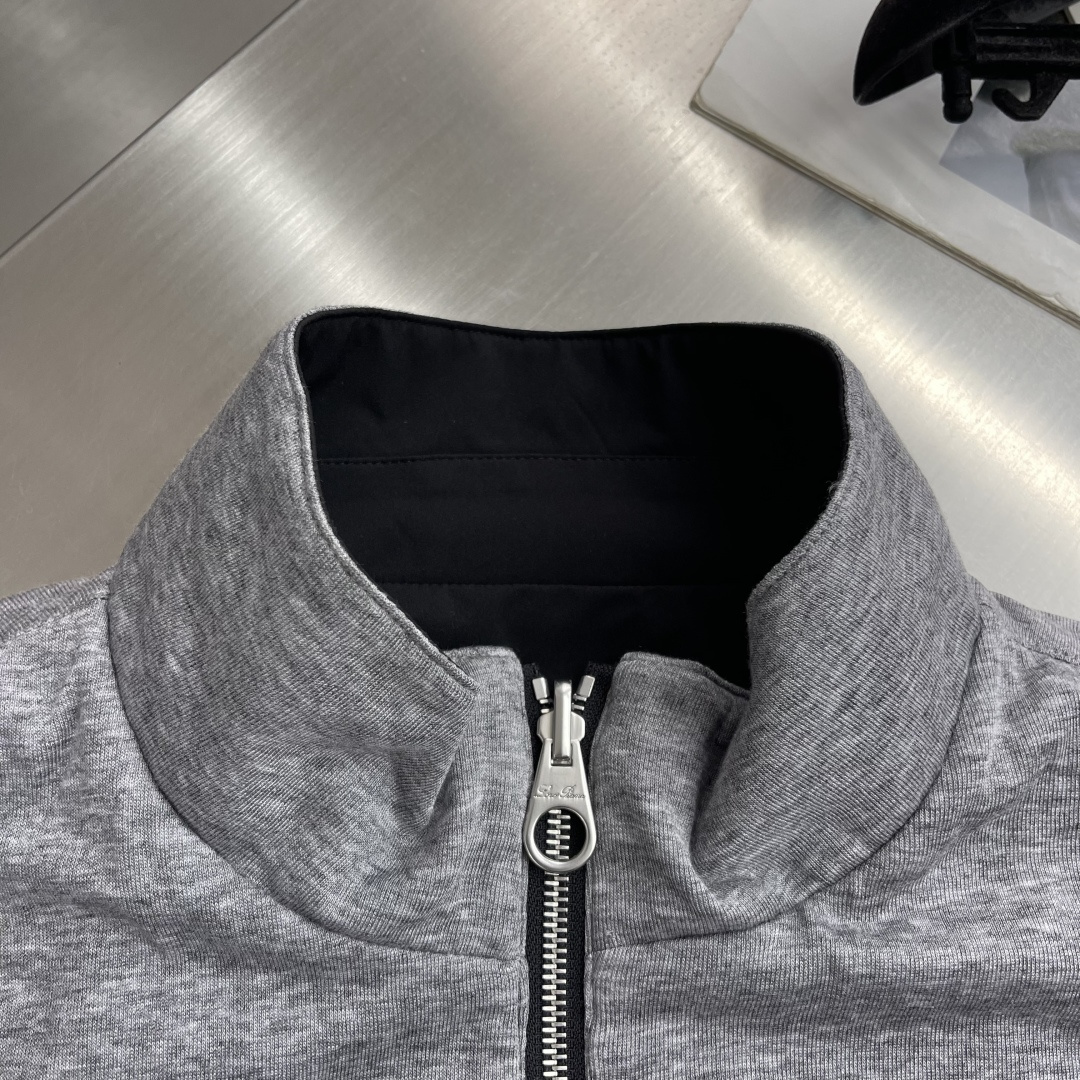 -loro Piana 26ss新款纯色双面穿立领拉链长袖夹克外套 高版本。码数：M.l.Xl.XXl.