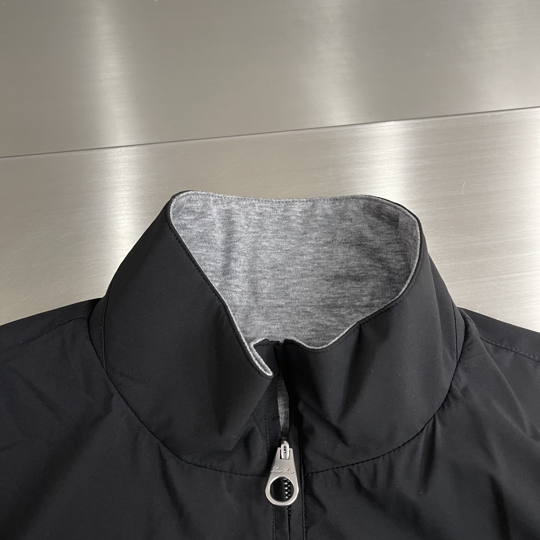-loro Piana 26ss新款纯色双面穿立领拉链长袖夹克外套 高版本。码数：M.l.Xl.XXl.