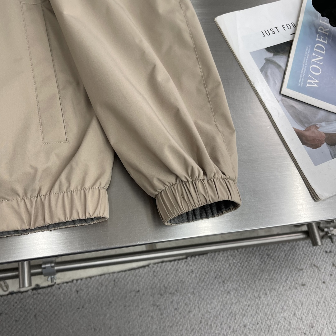 -loro Piana 26ss新款纯色双面穿立领拉链长袖夹克外套 高版本。码数：M.l.Xl.XXl.