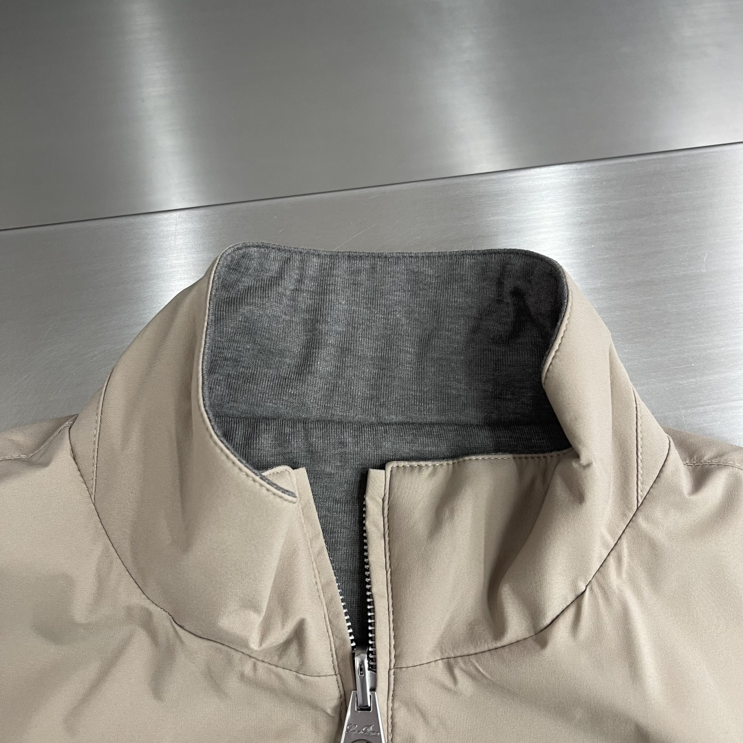 -loro Piana 26ss新款纯色双面穿立领拉链长袖夹克外套 高版本。码数：M.l.Xl.XXl.