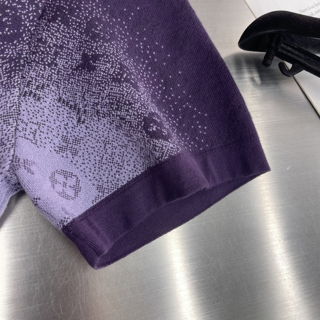 -驴牌 短袖紫色渐变字母印花圆领纯棉T恤男女同款 码数:S M L XL尺码衣长肩宽胸围 袖长S 67 