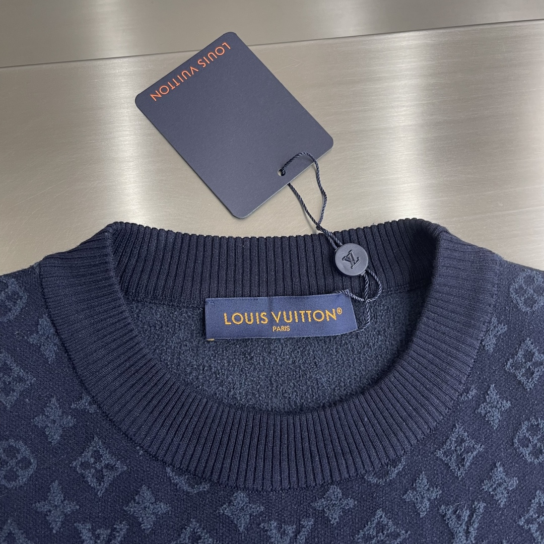 -驴牌 针织蓝色短袖 针织圆领衫针织T恤蓝色圆领，横纹浮雕针织 男女同款 码数：S M L XL尺码衣长