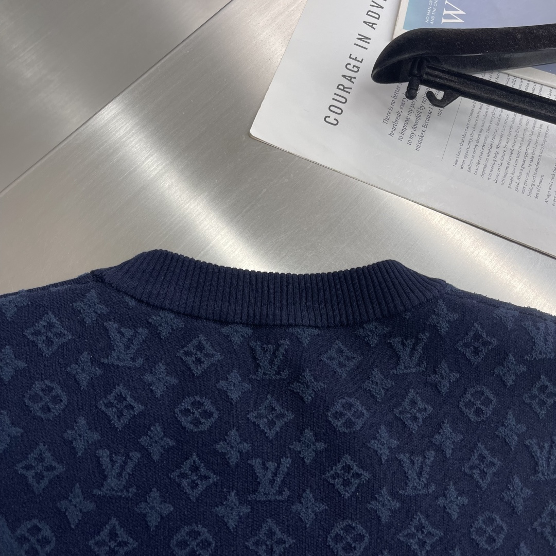 -驴牌 针织蓝色短袖 针织圆领衫针织T恤蓝色圆领，横纹浮雕针织 男女同款 码数：S M L XL尺码衣长