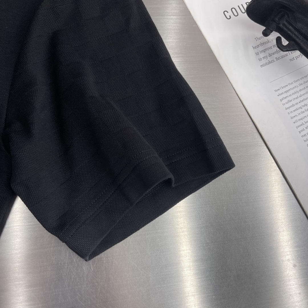 -驴牌 棋盘格串珠短袖T恤 黑色有机棉珠饰刺绣梭织胸前纯人工穿珠工艺，男女同款码数：S M L XL尺码