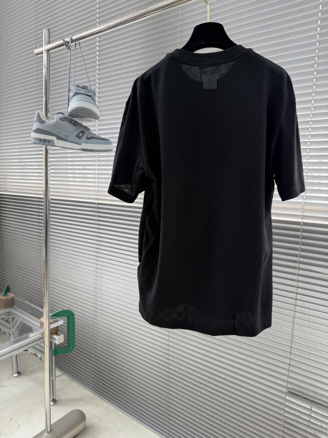 -驴牌 棋盘格串珠短袖T恤 黑色有机棉珠饰刺绣梭织胸前纯人工穿珠工艺，男女同款码数：S M L XL尺码