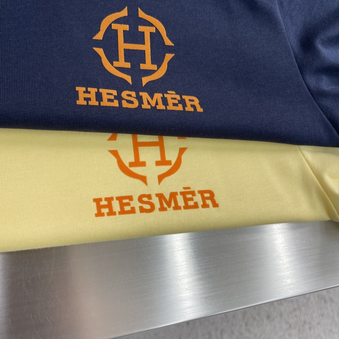 -Herme* 2026春夏新款短袖T恤定制纯棉字母logo植绒码数：S M L XL XXL