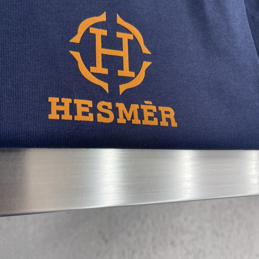 -Herme* 2026春夏新款短袖T恤定制纯棉字母logo植绒码数：S M L XL XXL