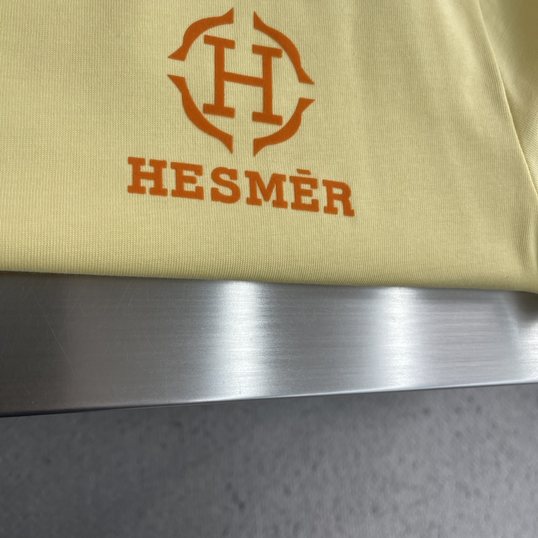 -Herme* 2026春夏新款短袖T恤定制纯棉字母logo植绒码数：S M L XL XXL