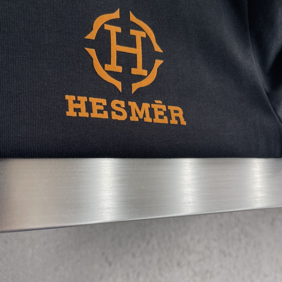 -Herme* 2026春夏新款短袖T恤定制纯棉字母logo植绒码数：S M L XL XXL