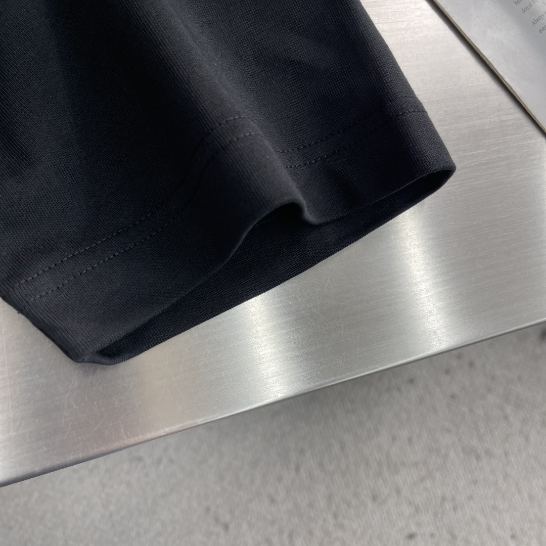 -Herme* 2026春夏新款短袖T恤定制纯棉字母logo植绒码数：S M L XL XXL