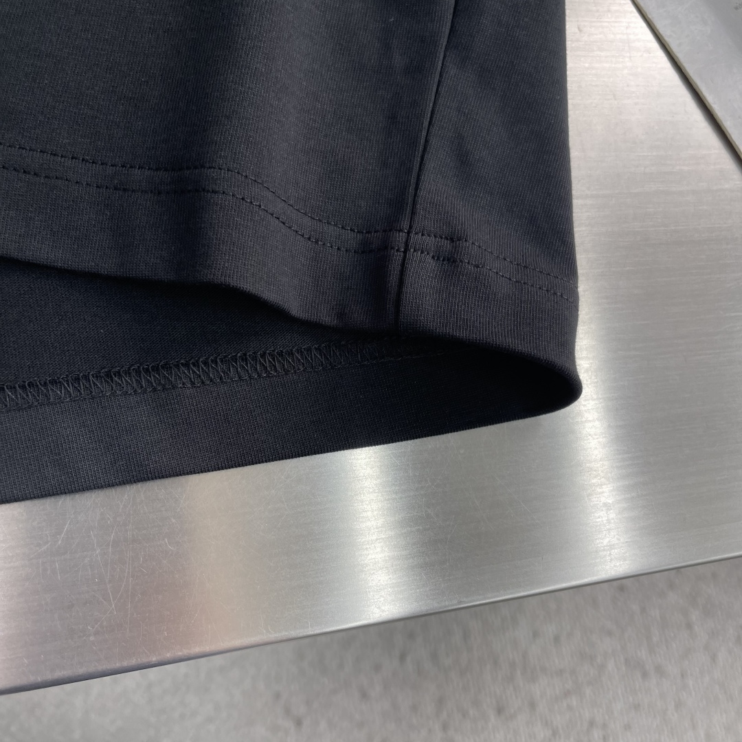 -Herme* 2026春夏新款短袖T恤定制纯棉字母logo植绒码数：S M L XL XXL