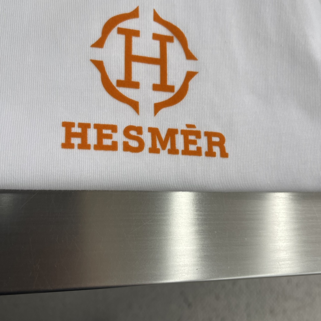 -Herme* 2026春夏新款短袖T恤定制纯棉字母logo植绒码数：S M L XL XXL