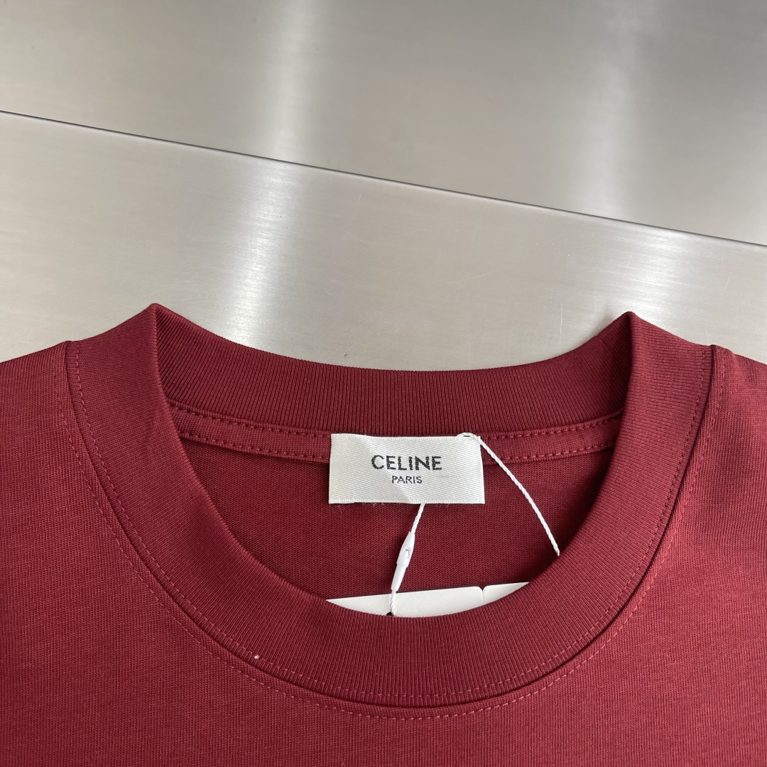 -Celin 2026春夏新款短袖T恤重磅纯棉字母logo 植绒码数：S M L XL XXL