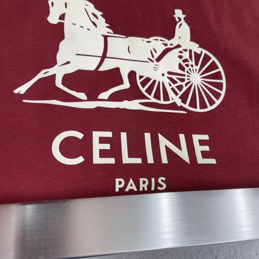 -Celin 2026春夏新款短袖T恤重磅纯棉字母logo 植绒码数：S M L XL XXL