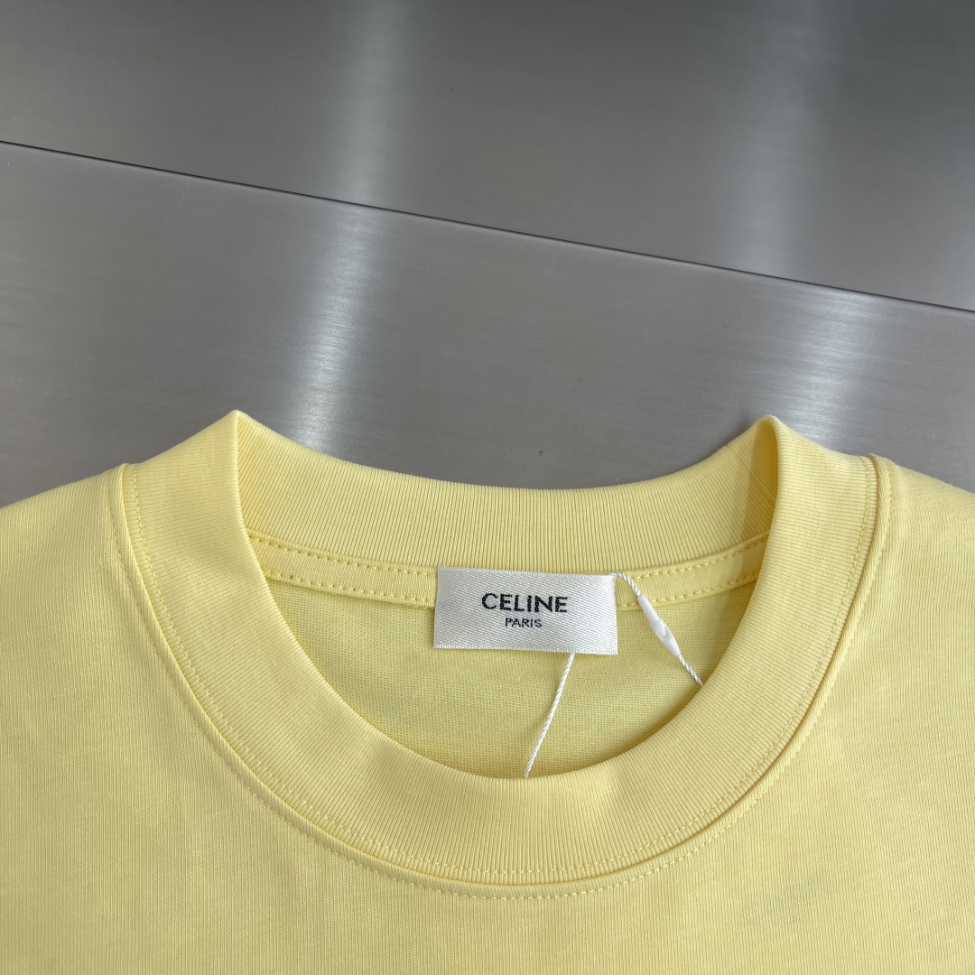 -Celin 2026春夏新款短袖T恤重磅纯棉字母logo 植绒码数：S M L XL XXL